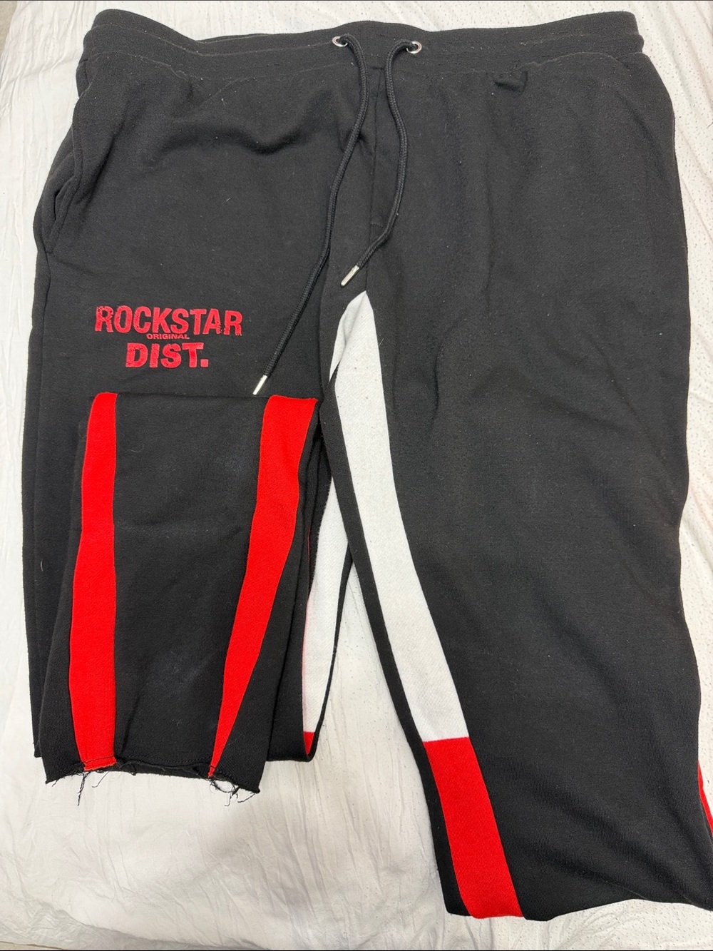 Rockstar Dist. Men's Black Joggers with Red & White Accents